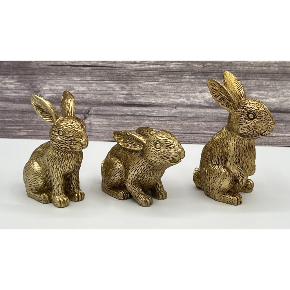 Target Bullseye Set of 3 Mini Resin 3" Gold Bunny Bunnies Easter Spring 2026 NEW